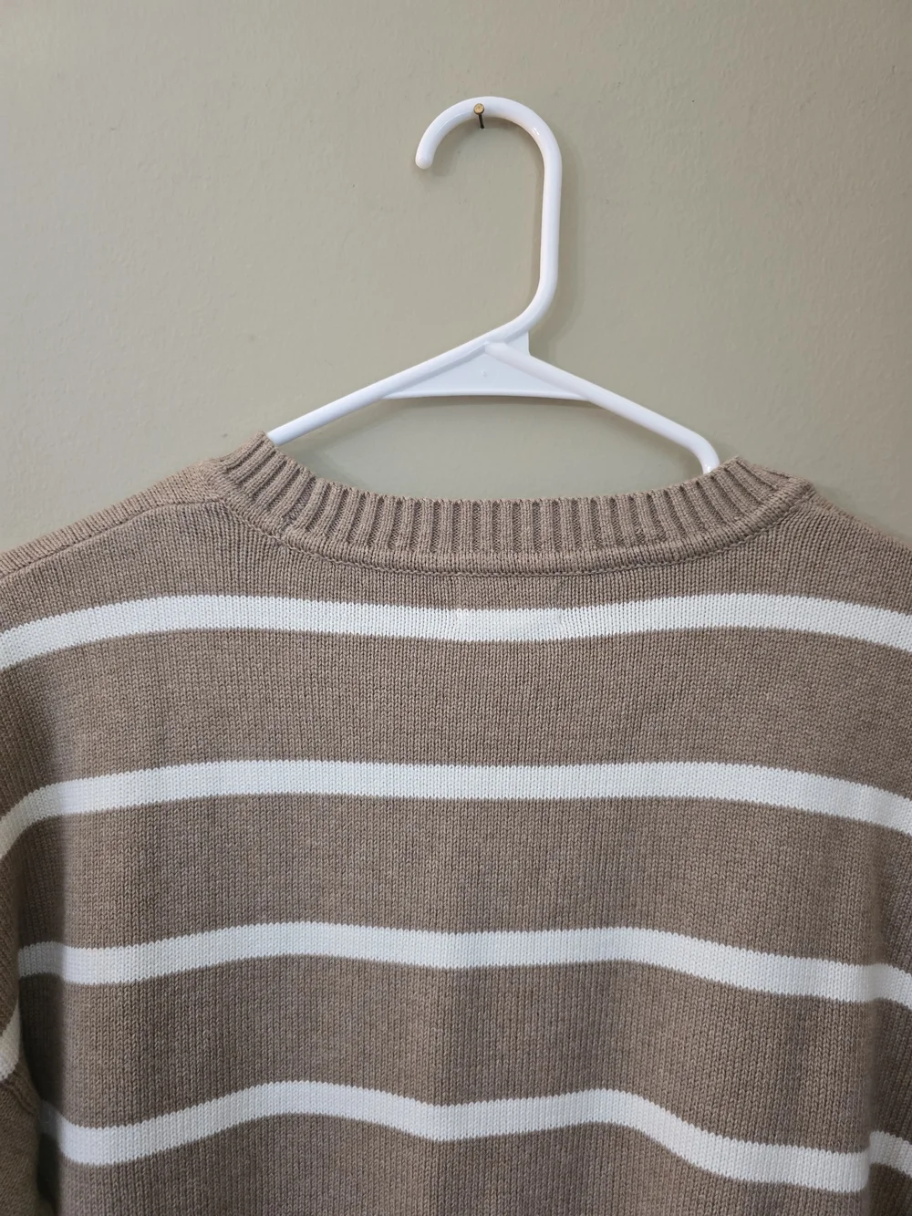 J.Crew Women Cotton Striped Crewneck Sweater in Beige and White Size S